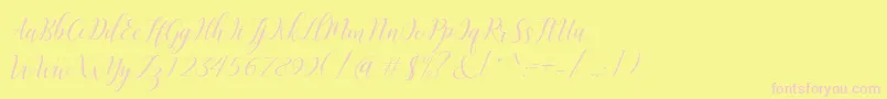 Challista-Schriftart – Rosa Schriften auf gelbem Hintergrund