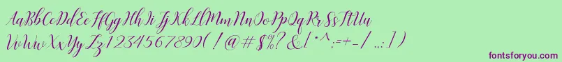 Challista Font – Purple Fonts on Green Background