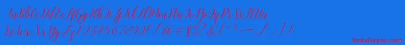 Challista-Schriftart – Rote Schriften auf blauem Hintergrund