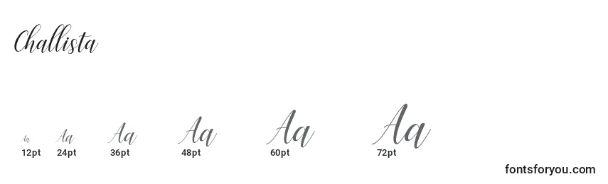 Challista Font Sizes