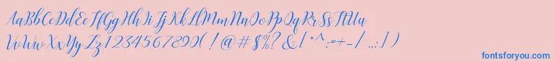 Challista Font – Blue Fonts on Pink Background