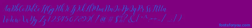 Challista Font – Blue Fonts on Purple Background