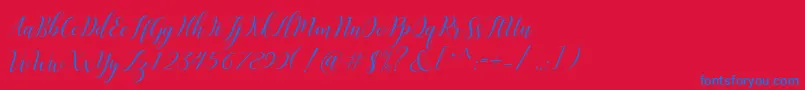 Challista Font – Blue Fonts on Red Background