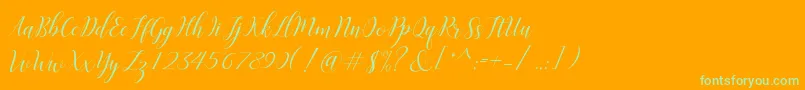 Challista Font – Green Fonts on Orange Background
