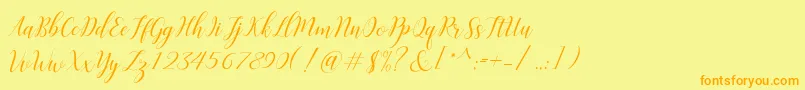 Challista-Schriftart – Orangefarbene Schriften auf gelbem Hintergrund