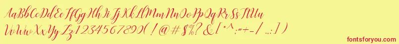 Challista-Schriftart – Rote Schriften auf gelbem Hintergrund