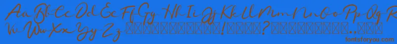 フォントChamelon – 茶色の文字が青い背景にあります。