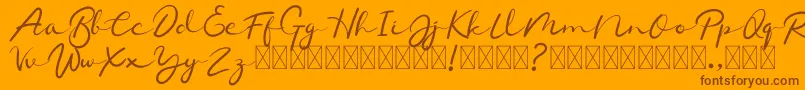 Chamelon-Schriftart – Braune Schriften auf orangefarbenem Hintergrund