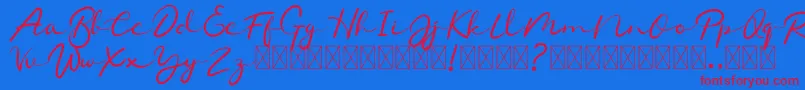 Chamelon-Schriftart – Rote Schriften auf blauem Hintergrund