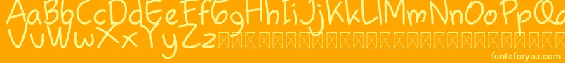 Chamilla Kids Regular-Schriftart – Gelbe Schriften auf orangefarbenem Hintergrund