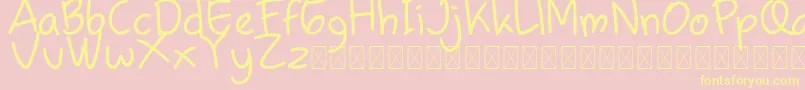 Chamilla Kids Regular-Schriftart – Gelbe Schriften auf rosa Hintergrund