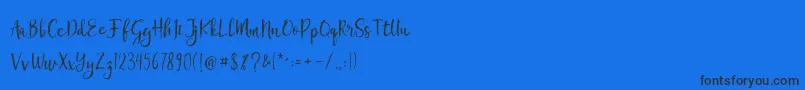 Chamille-Schriftart – Schwarze Schriften auf blauem Hintergrund