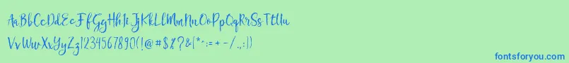 Chamille Font – Blue Fonts on Green Background