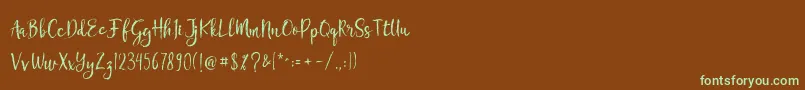 Chamille Font – Green Fonts on Brown Background