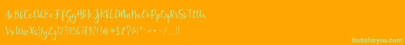 Chamille Font – Green Fonts on Orange Background