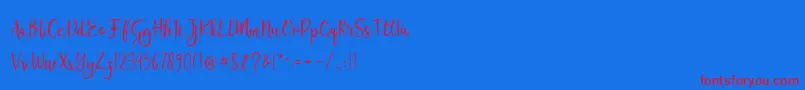 Chamille Font – Red Fonts on Blue Background