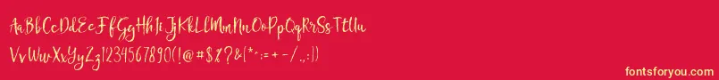 Chamille Font – Yellow Fonts on Red Background