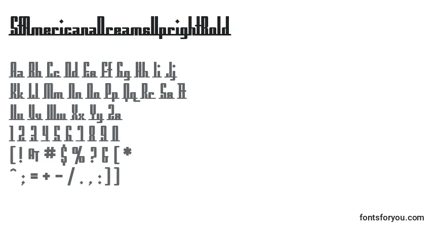 A fonte SfAmericanaDreamsUprightBold – alfabeto, números, caracteres especiais