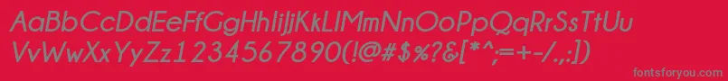 フォントChampagne  Limousines Bold Italic – 赤い背景に灰色の文字