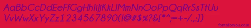 フォントChampagne  Limousines Bold Italic – 赤い背景に紫のフォント