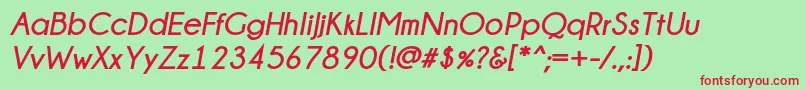 Champagne  Limousines Bold Italic-Schriftart – Rote Schriften auf grünem Hintergrund