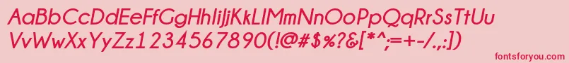 フォントChampagne  Limousines Bold Italic – ピンクの背景に赤い文字