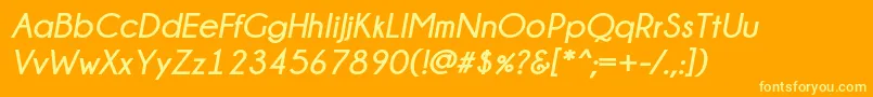 Fonte Champagne  Limousines Bold Italic – fontes amarelas em um fundo laranja