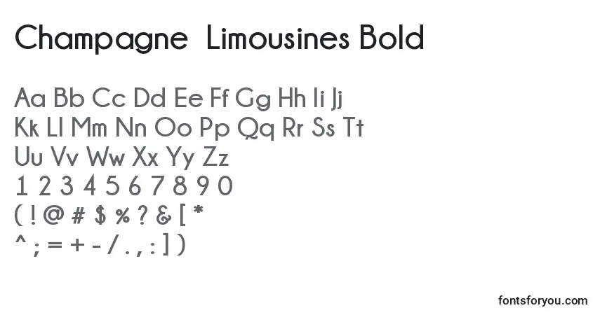 A fonte Champagne  Limousines Bold – alfabeto, números, caracteres especiais