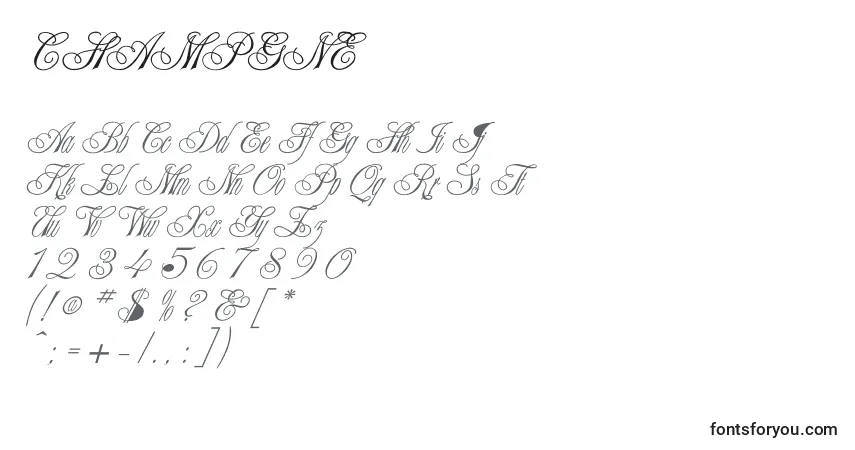 CHAMPGNE Font – alphabet, numbers, special characters