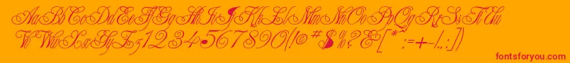 CHAMPGNE-Schriftart – Rote Schriften auf orangefarbenem Hintergrund