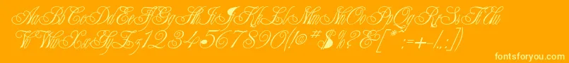 CHAMPGNE-Schriftart – Gelbe Schriften auf orangefarbenem Hintergrund