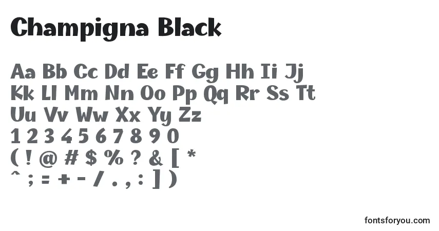 A fonte Champigna Black (123096) – alfabeto, números, caracteres especiais