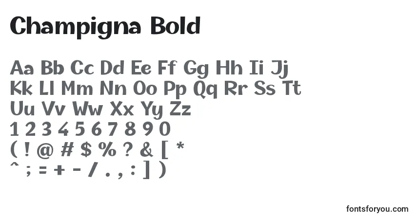 Schriftart Champigna Bold (123098) – Alphabet, Zahlen, spezielle Symbole