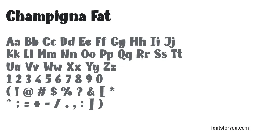 Schriftart Champigna Fat – Alphabet, Zahlen, spezielle Symbole