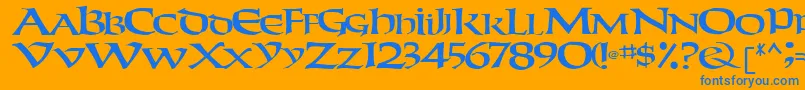 フォントWeekenderRegular – オレンジの背景に青い文字