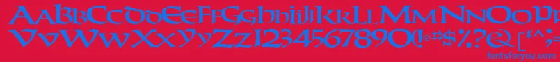 WeekenderRegular Font – Blue Fonts on Red Background