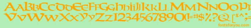 フォントWeekenderRegular – オレンジの文字が緑の背景にあります。