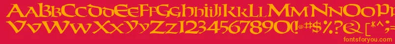 Saiba mais sobre a fonte WeekenderRegular Fonte WeekenderRegular – fontes laranjas em um fundo vermelho
