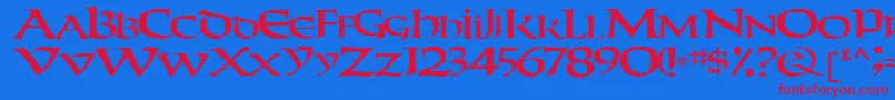 WeekenderRegular-fontti – punaiset fontit sinisellä taustalla