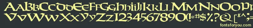 フォントWeekenderRegular – 黒い背景に黄色の文字