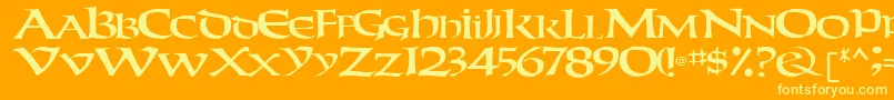 WeekenderRegular-Schriftart – Gelbe Schriften auf orangefarbenem Hintergrund