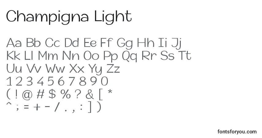 Police Champigna Light (123102) - Alphabet, Chiffres, Caractères Spéciaux