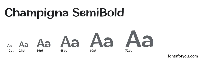 Champigna SemiBold-fontin koot