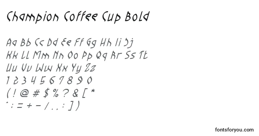 Шрифт Champion Coffee Cup Bold – алфавит, цифры, специальные символы