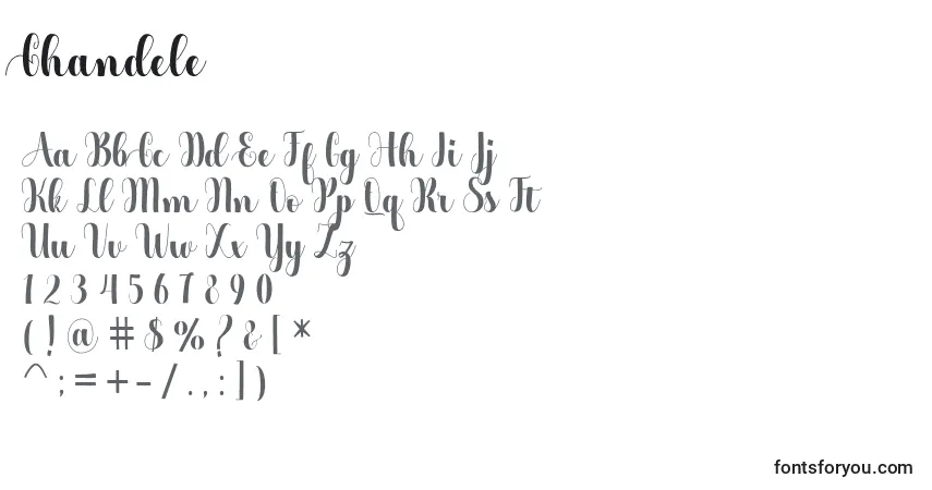 A fonte Chandele – alfabeto, números, caracteres especiais