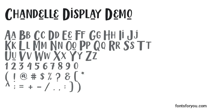 A fonte Chandelle Display Demo – alfabeto, números, caracteres especiais