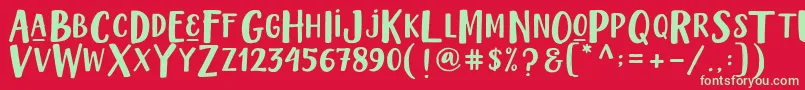 Chandelle Display Demo Font – Green Fonts on Red Background