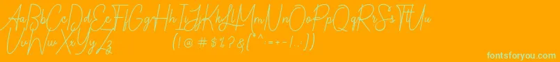 Chandelle Signatures Demo-Schriftart – Grüne Schriften auf orangefarbenem Hintergrund