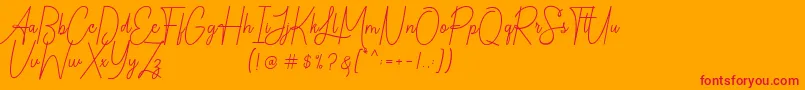 Chandelle Signatures Demo-Schriftart – Rote Schriften auf orangefarbenem Hintergrund