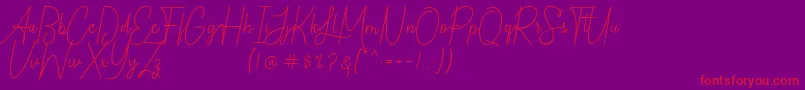 Chandelle Signatures Demo-Schriftart – Rote Schriften auf violettem Hintergrund